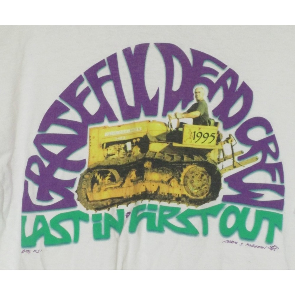 Grateful Dead Crew Bulldozer Vintage 1995 White Tee XL Deadhead